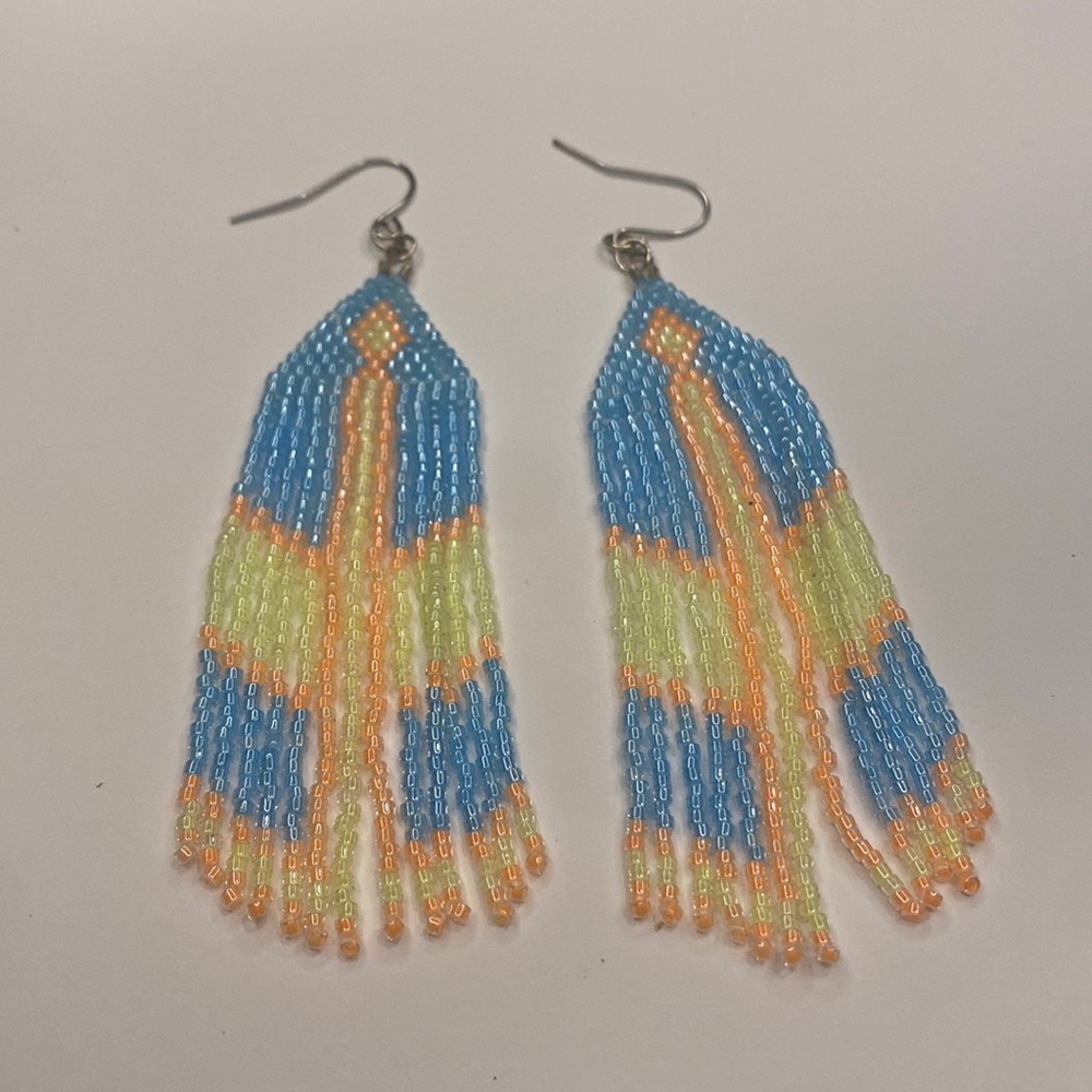 Catterfly Kreations teal glow in the dark Peacock inspired earrings